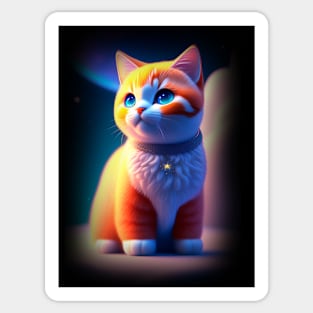 Galaxy Mystical Cat Coloful Sticker